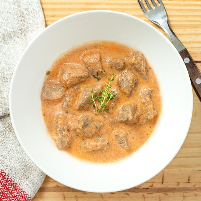 Estrogonofe de carne zero lactose